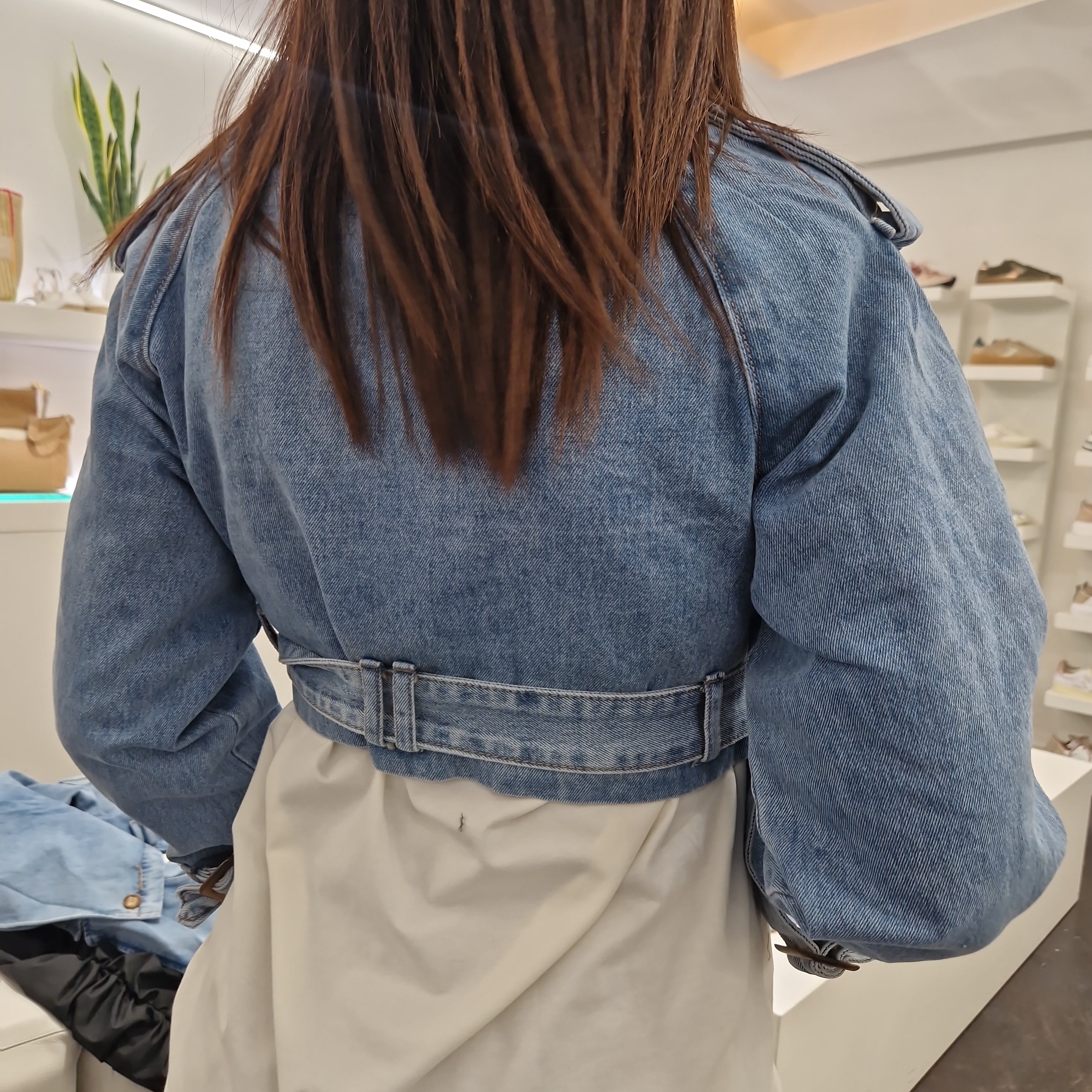 Giacca cropped in jeans