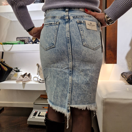 Gonna louguette jeans con strass