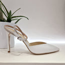 Dorico white shoe rhinestone strap