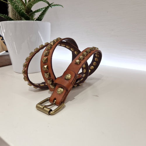 Campomaggi cintura color cuoio borchie oro