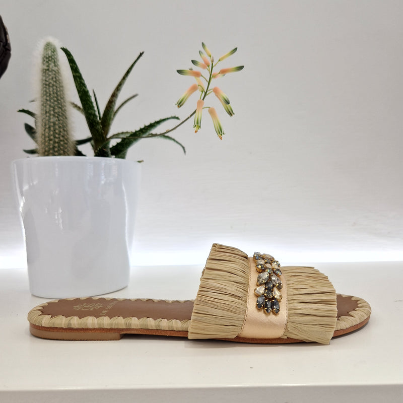 De Siena ciabatta rafia strass