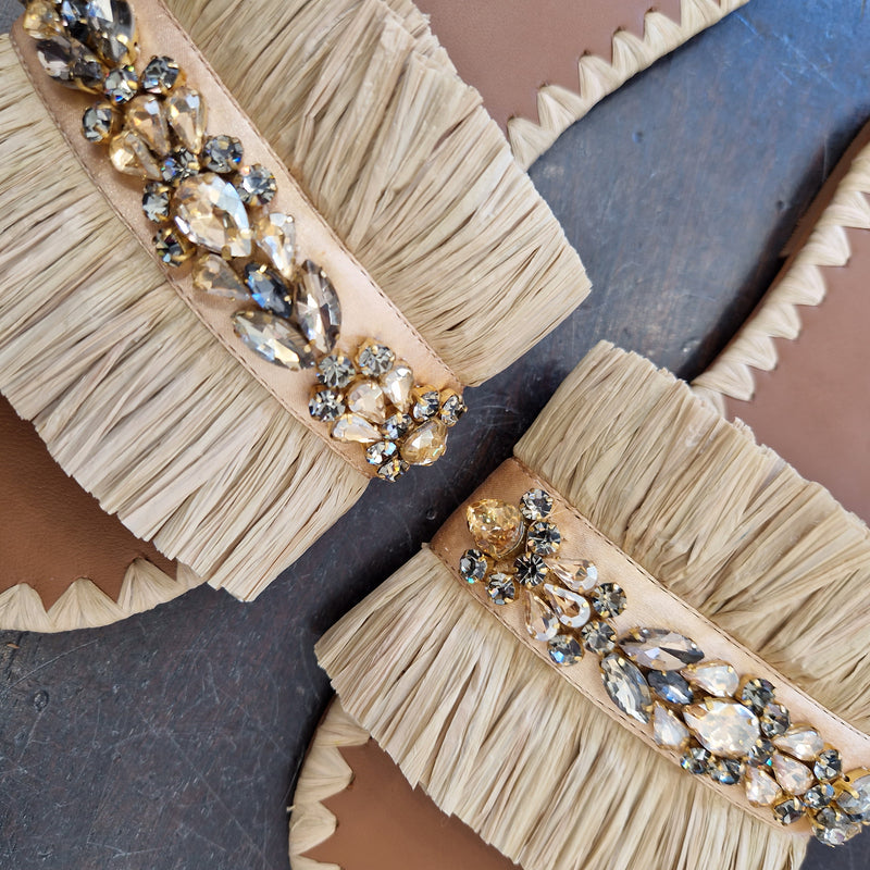 De Siena ciabatta rafia strass