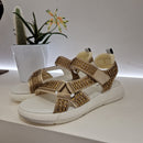 Elena Iachi gold rhinestone sandal