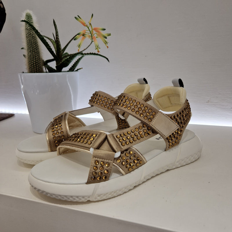Elena Iachi sandalo strass oro
