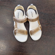Elena Iachi gold rhinestone sandal