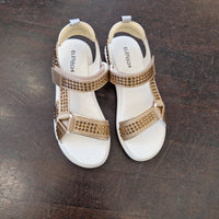 Elena Iachi gold rhinestone sandal