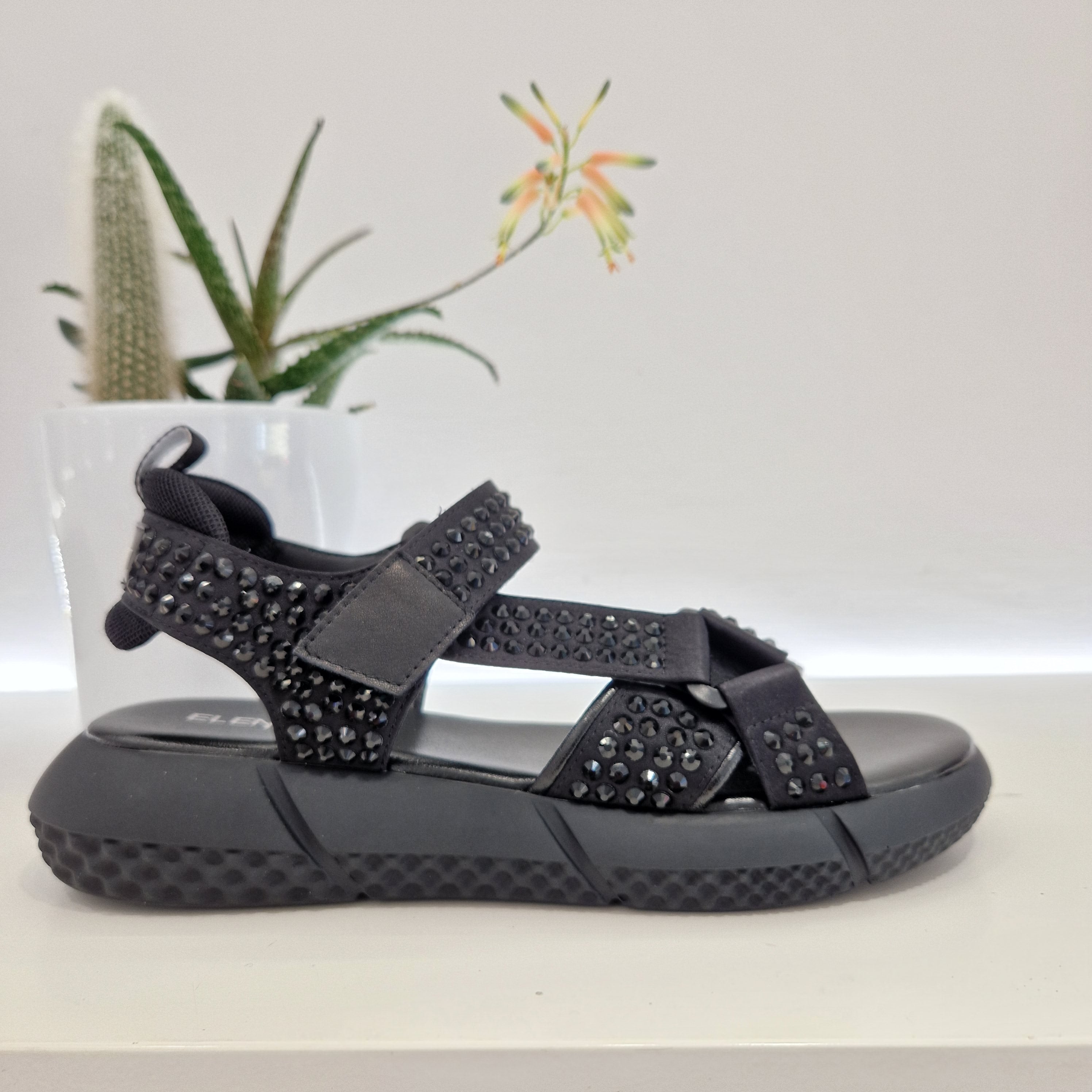 Elena Iachi sandalo strass nero