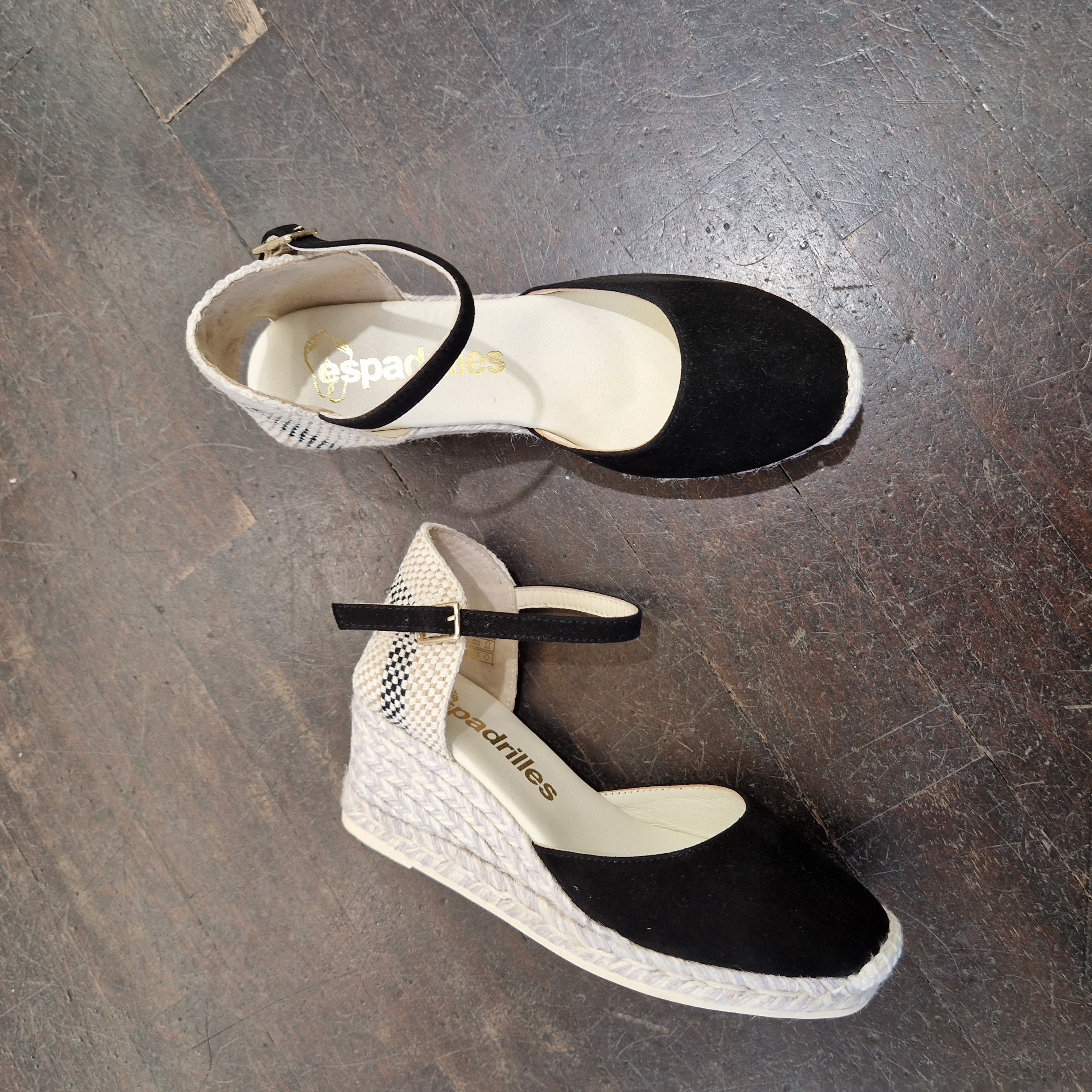 Black suede espadrilles