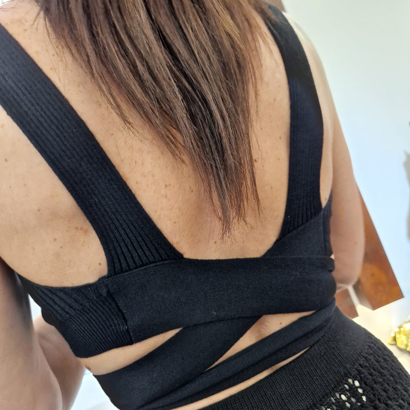 Top incrocio nero