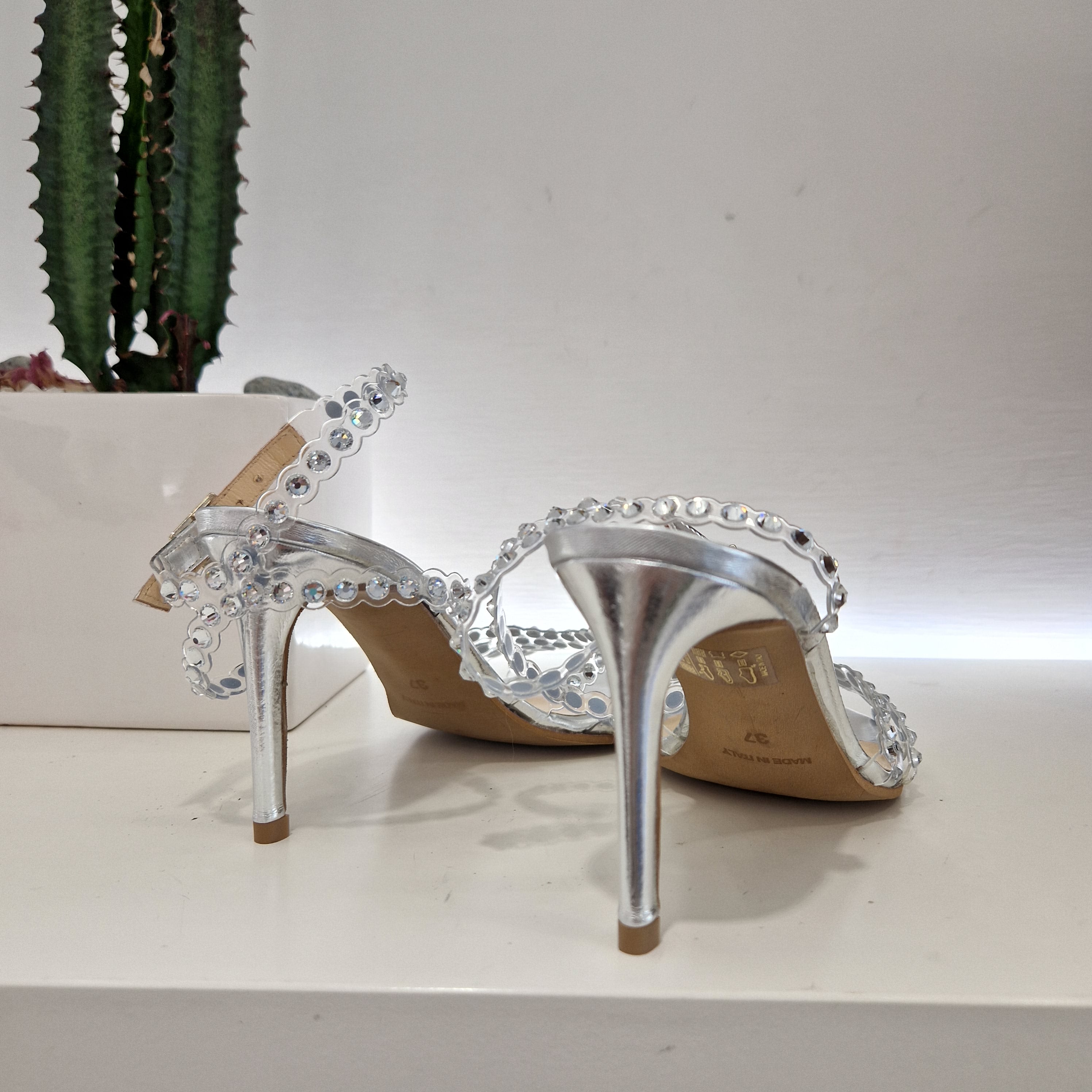 B Rock silver plexy sandal