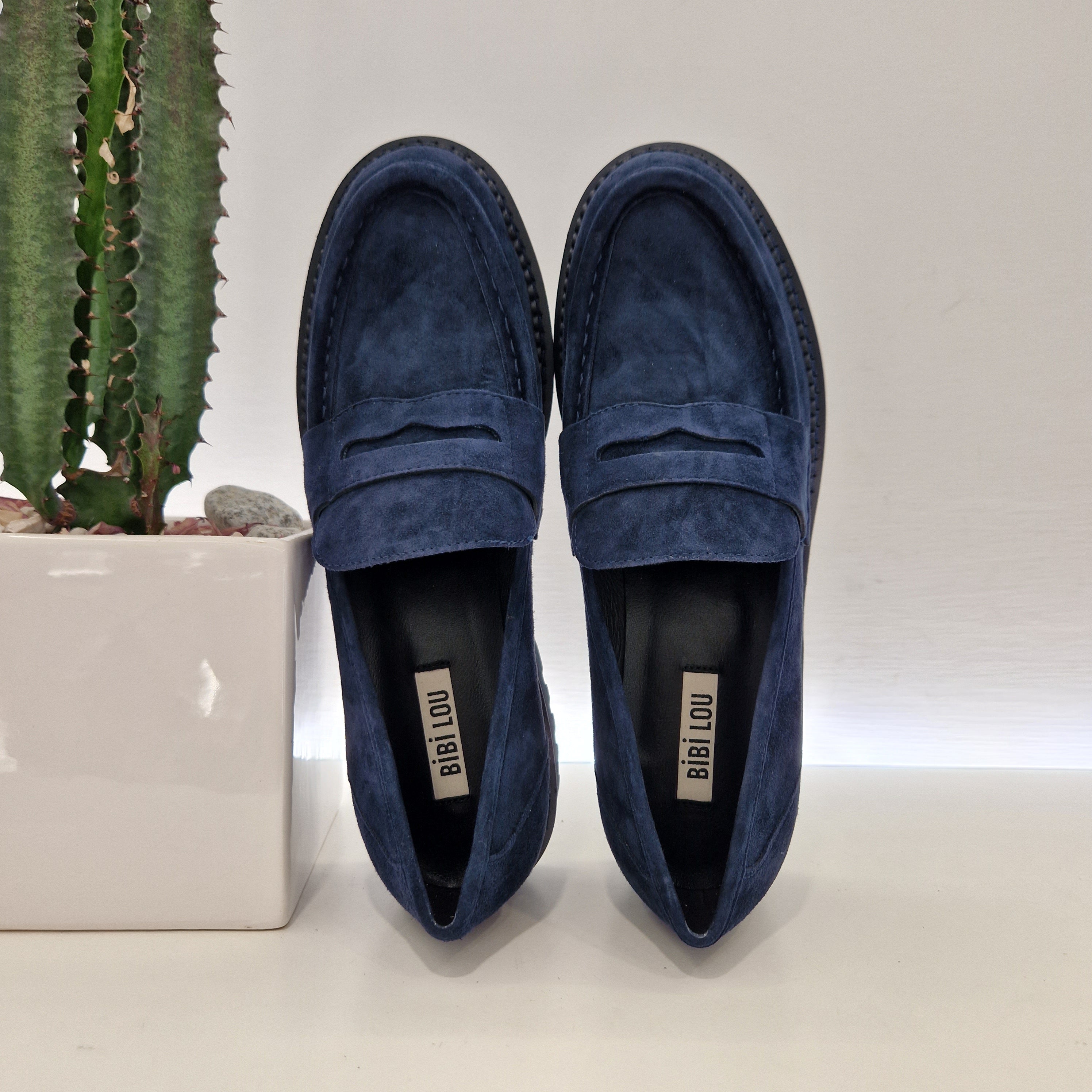 Bibilou mocassino suede blu
