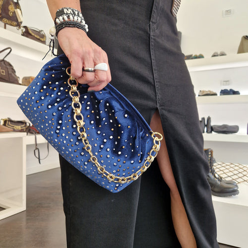 N.D.B. maxipochette velluto blu