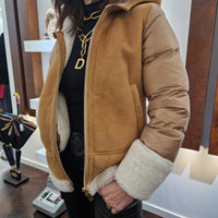 Giacca Flo e Clo in vera pelle color marrone medio