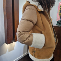 Giacca Flo e Clo in vera pelle color marrone medio