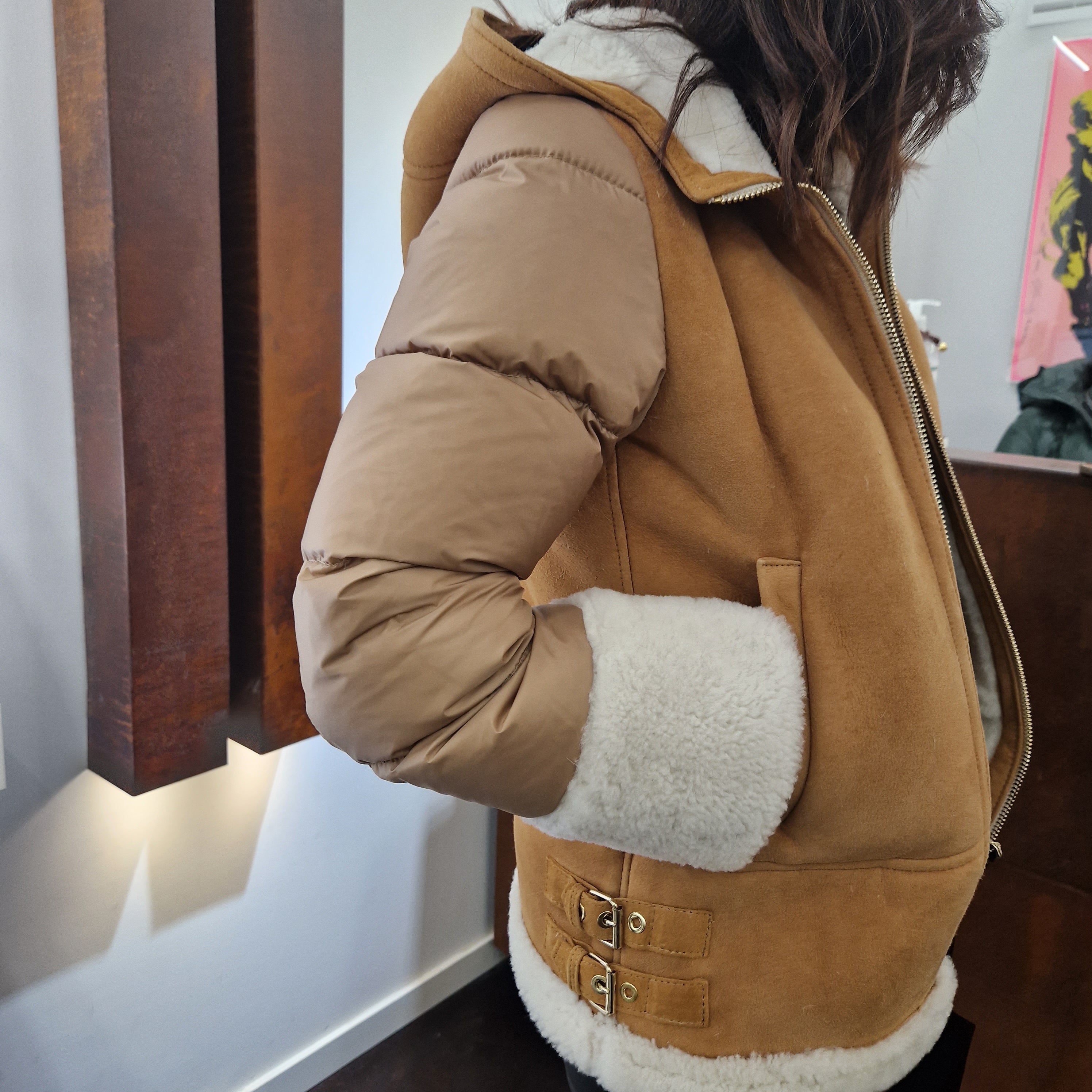 Giacca Flo e Clo in vera pelle color marrone medio