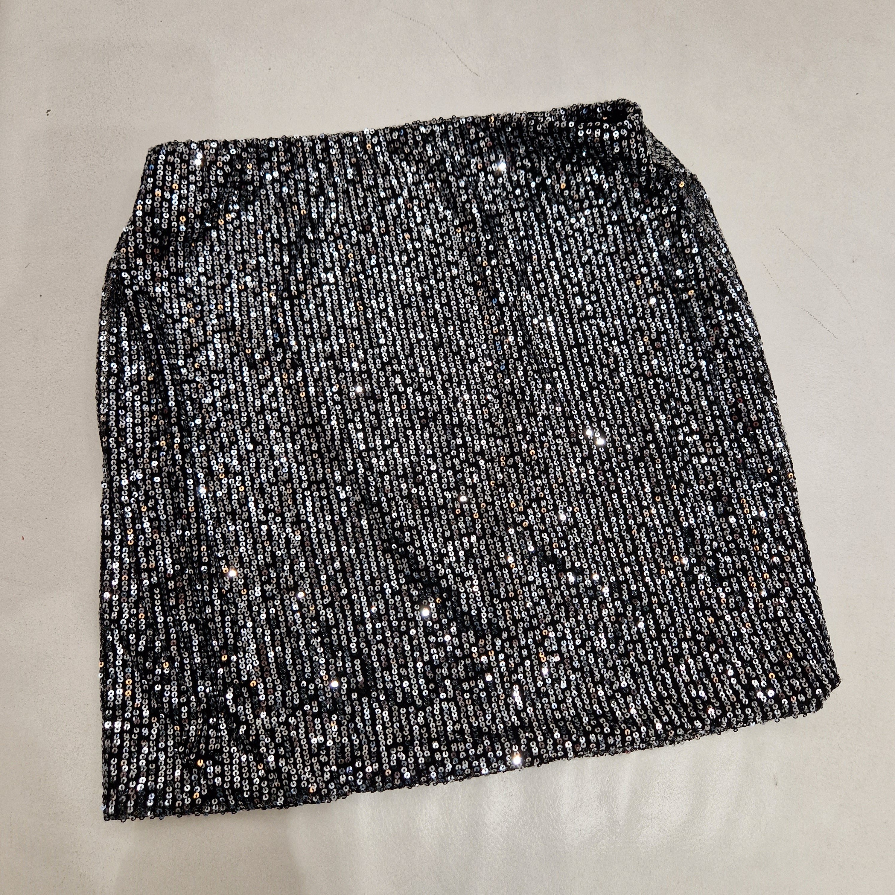 Minigonna paillettes argento