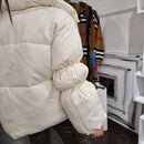 White down jacket with oversized sleeves