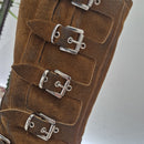 Biker fibbie suede cuoio