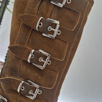 Biker fibbie suede cuoio