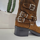 Biker fibbie suede cuoio