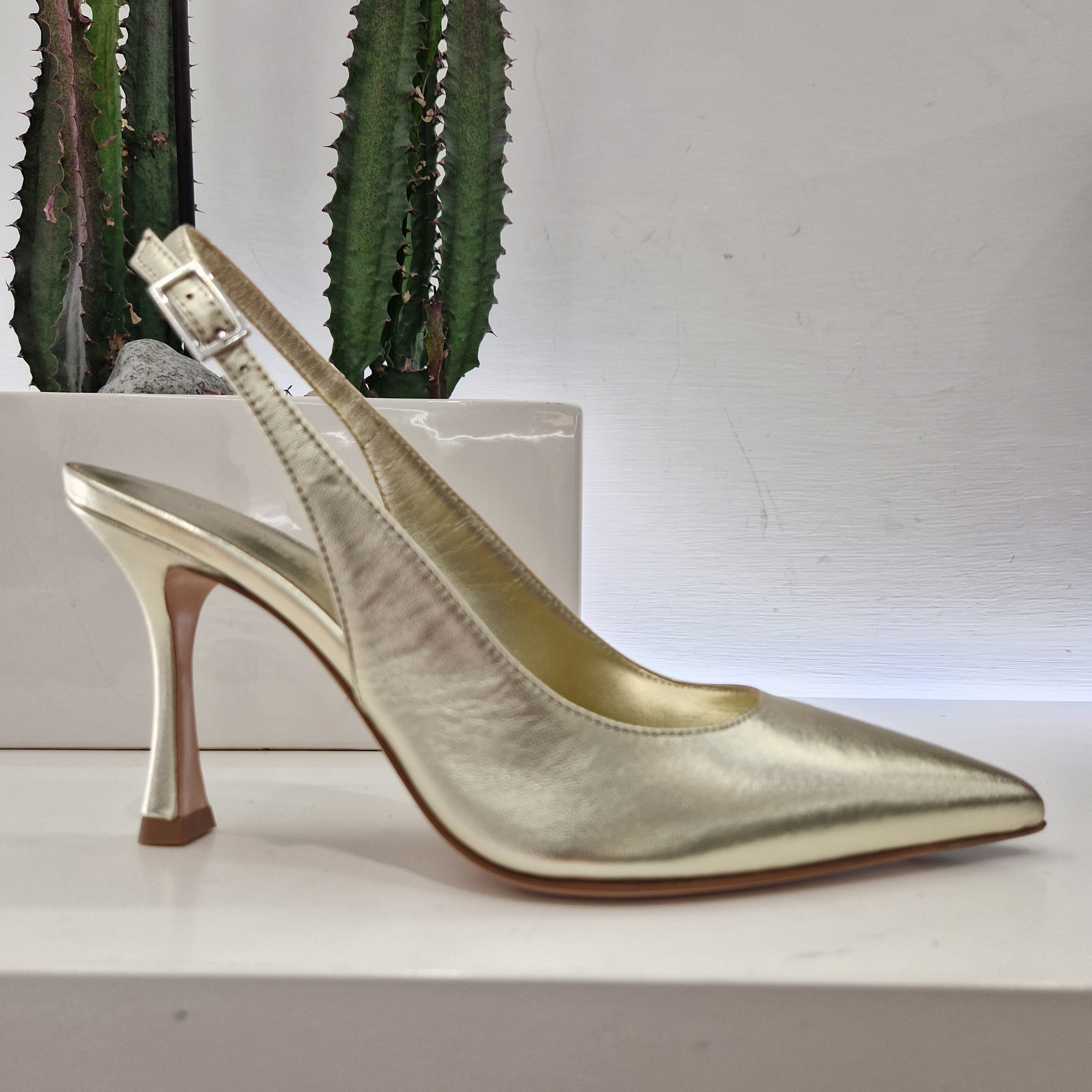 Sergio Levantesi scarpa aperta color platino