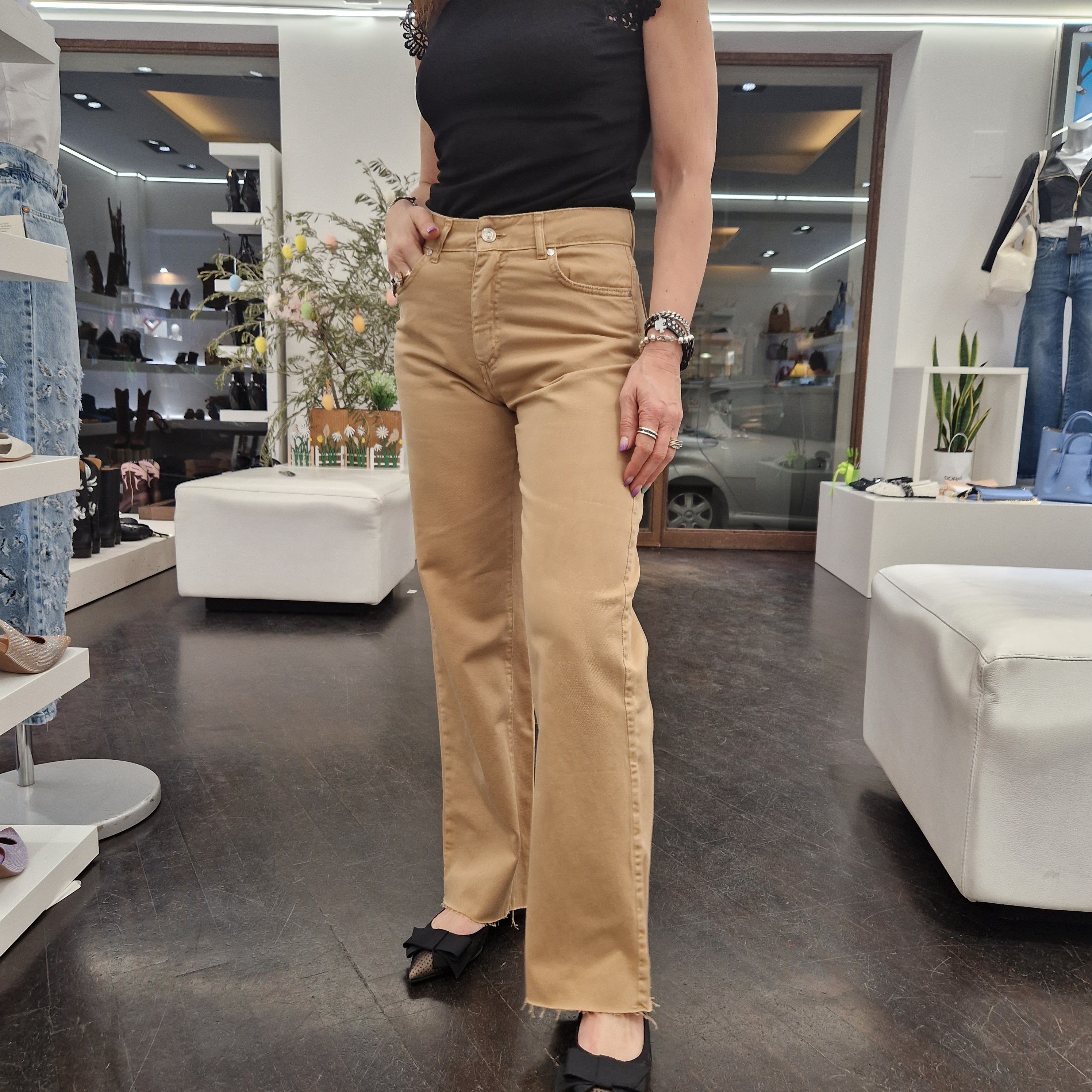 Pantalone cotone color nocciola