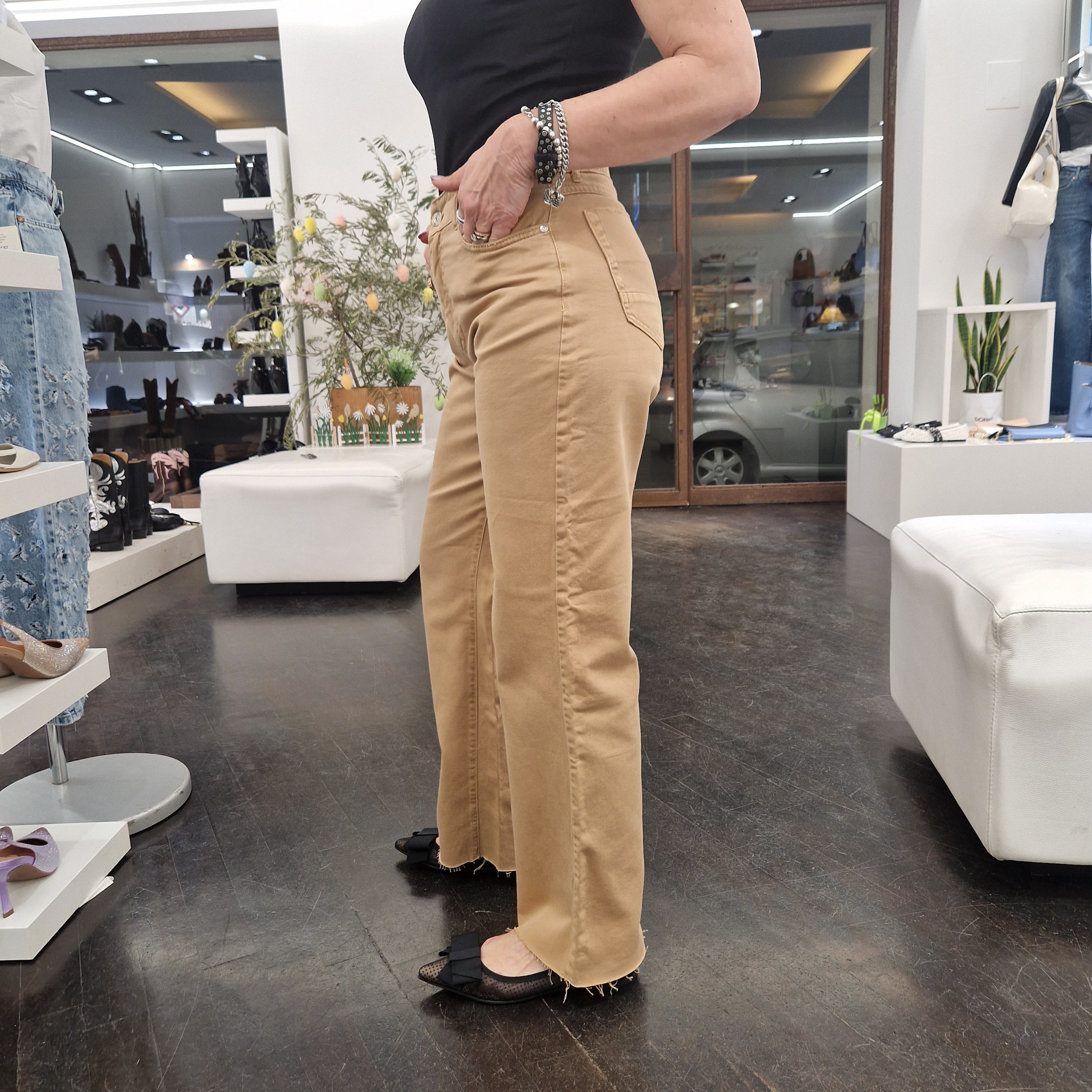 Pantalone cotone color nocciola