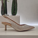 Bibilou nude satin with rhinestones 5 cm heel
