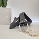 Alberto Luti cintura nera microborchie argento