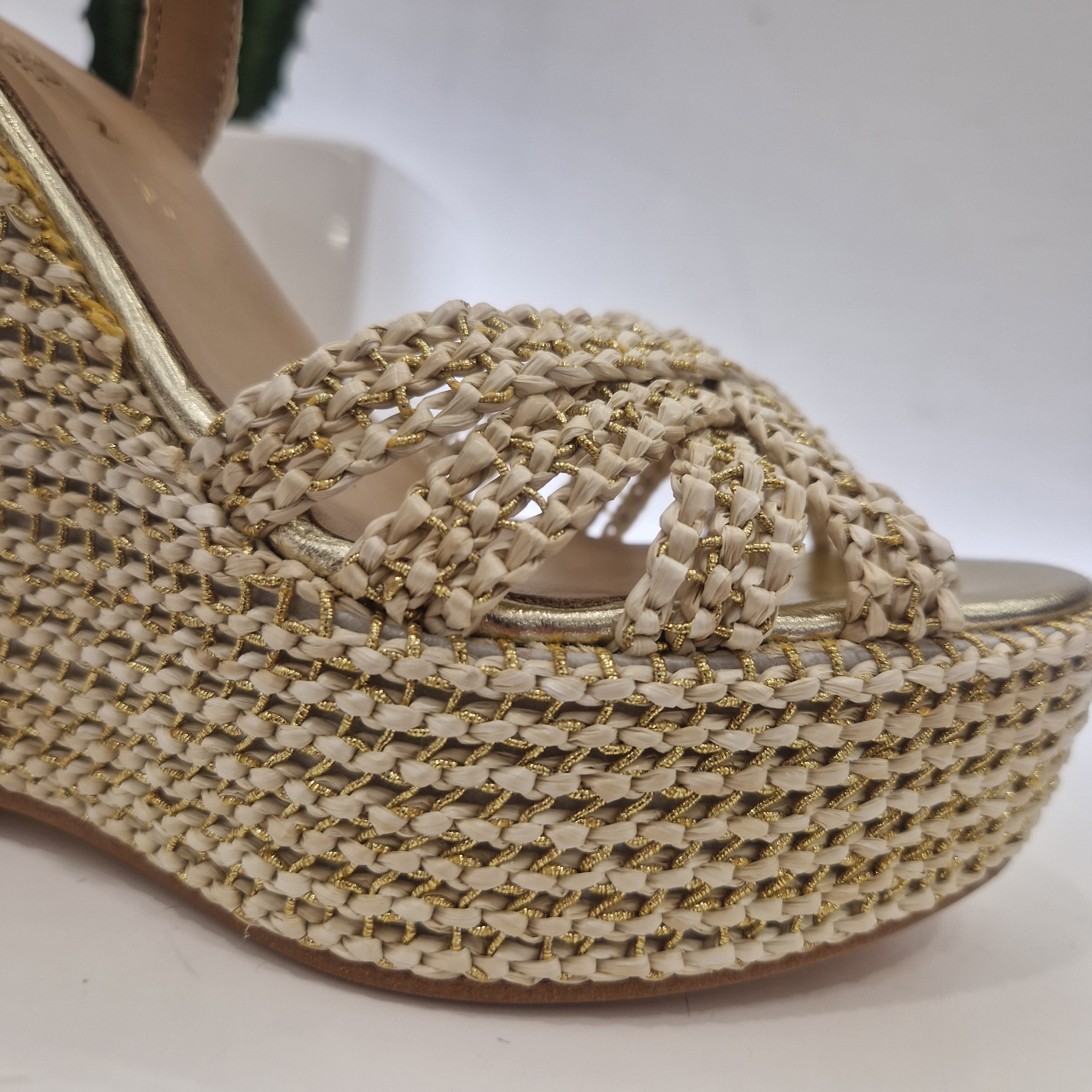 Fiorina sandalo zeppa alta  oro