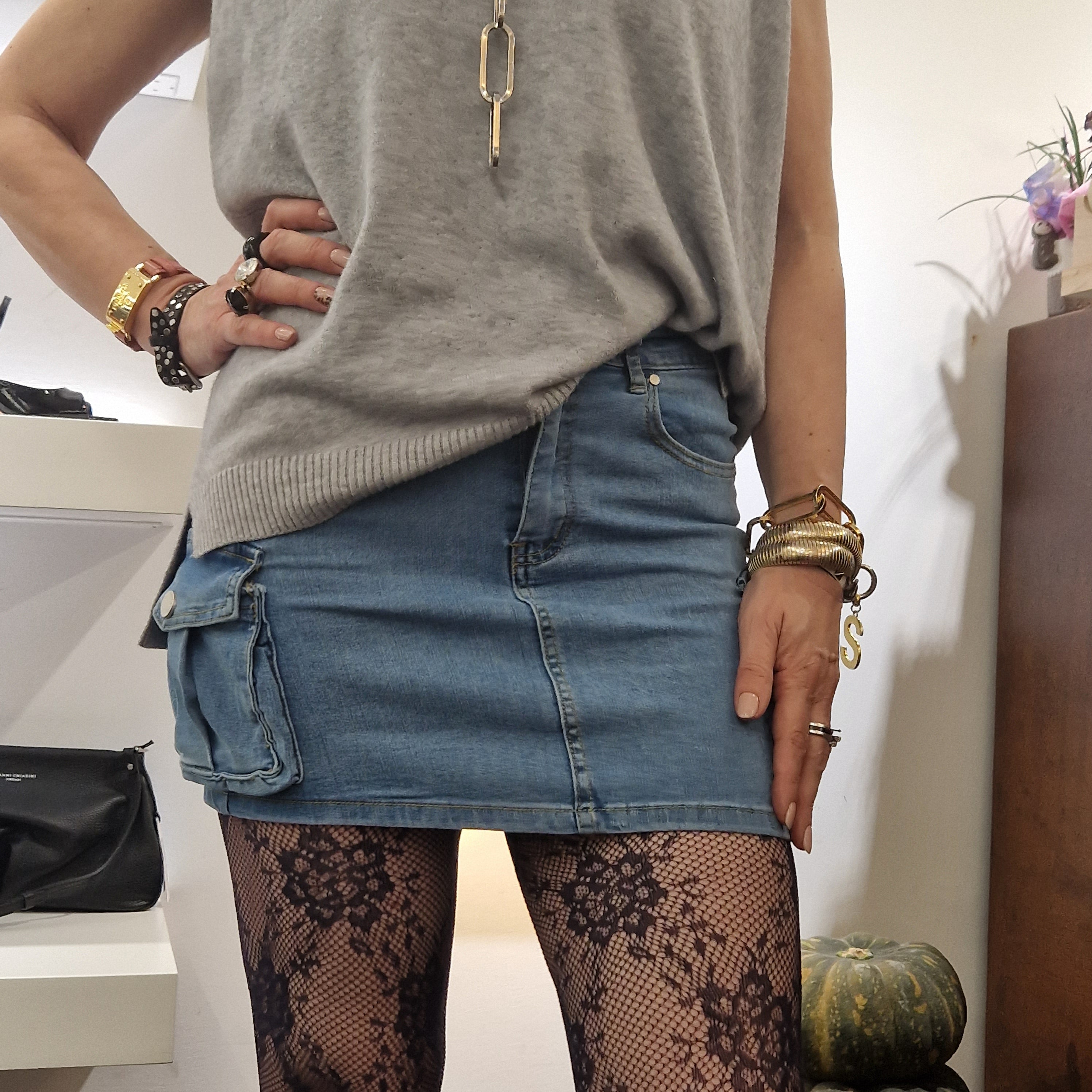 Minigonna jeans con tasche