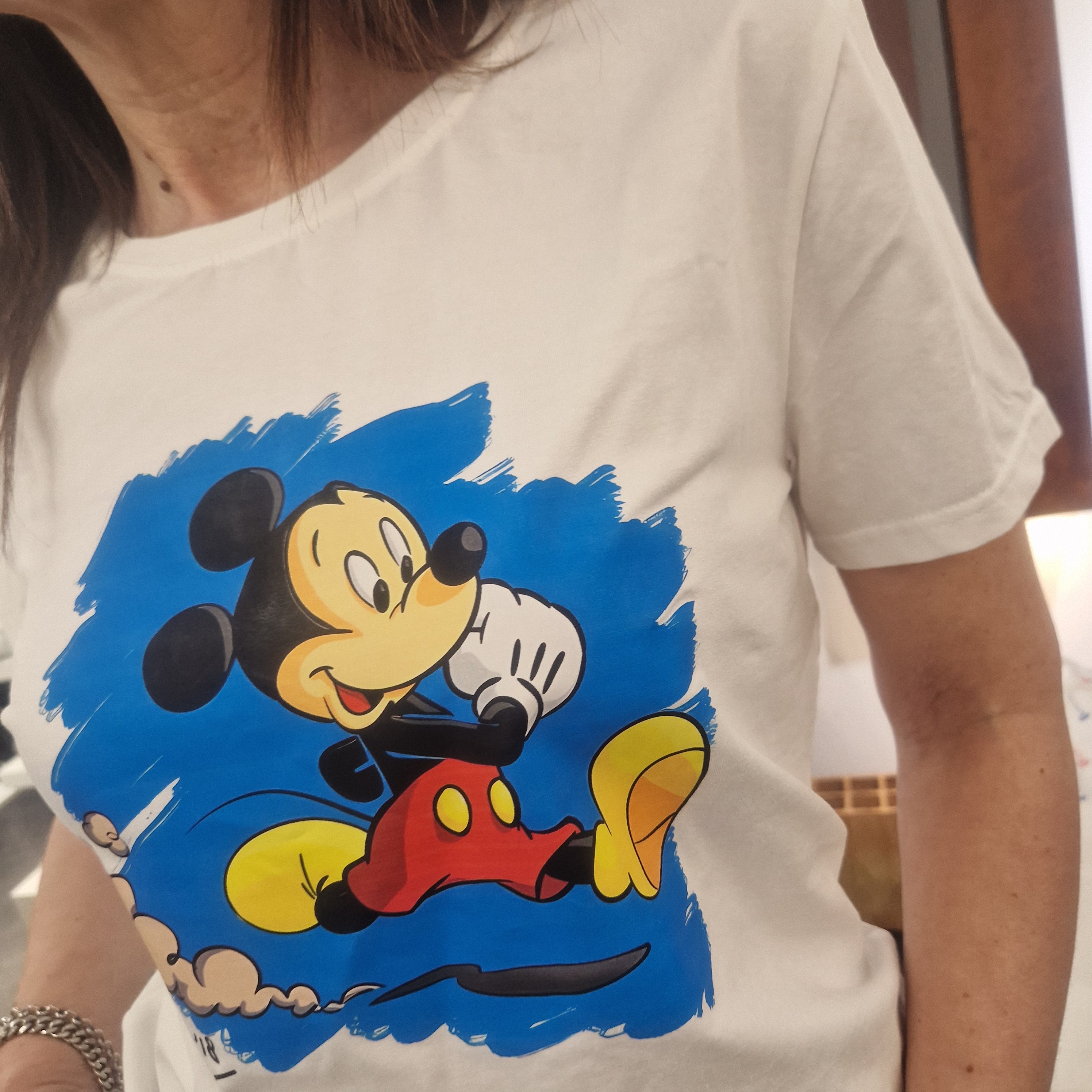 T-shirt  bianca stampa Mickey