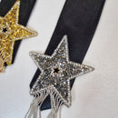 Black tie with rhinestone star