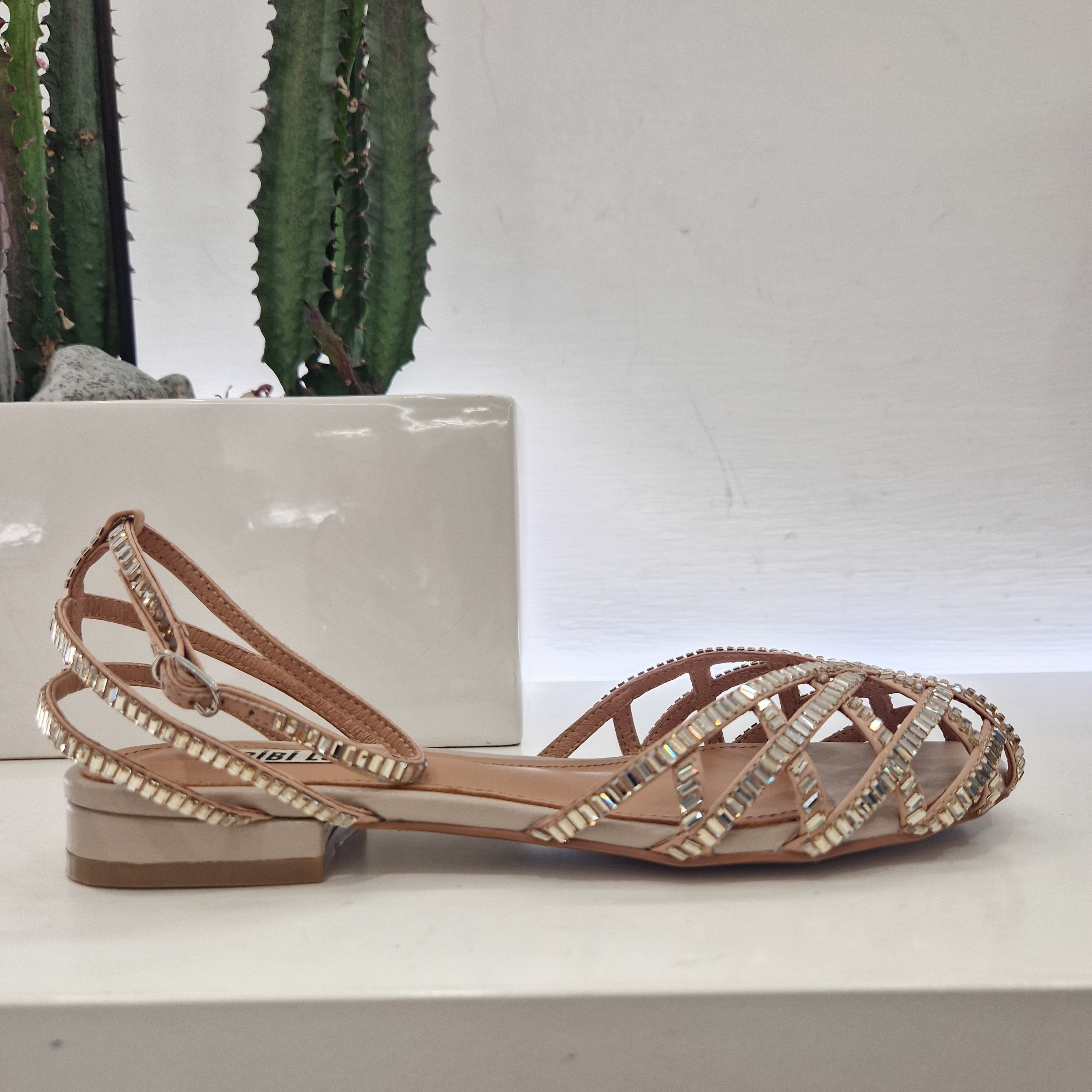 Bibilou sandalo basso cipria strass