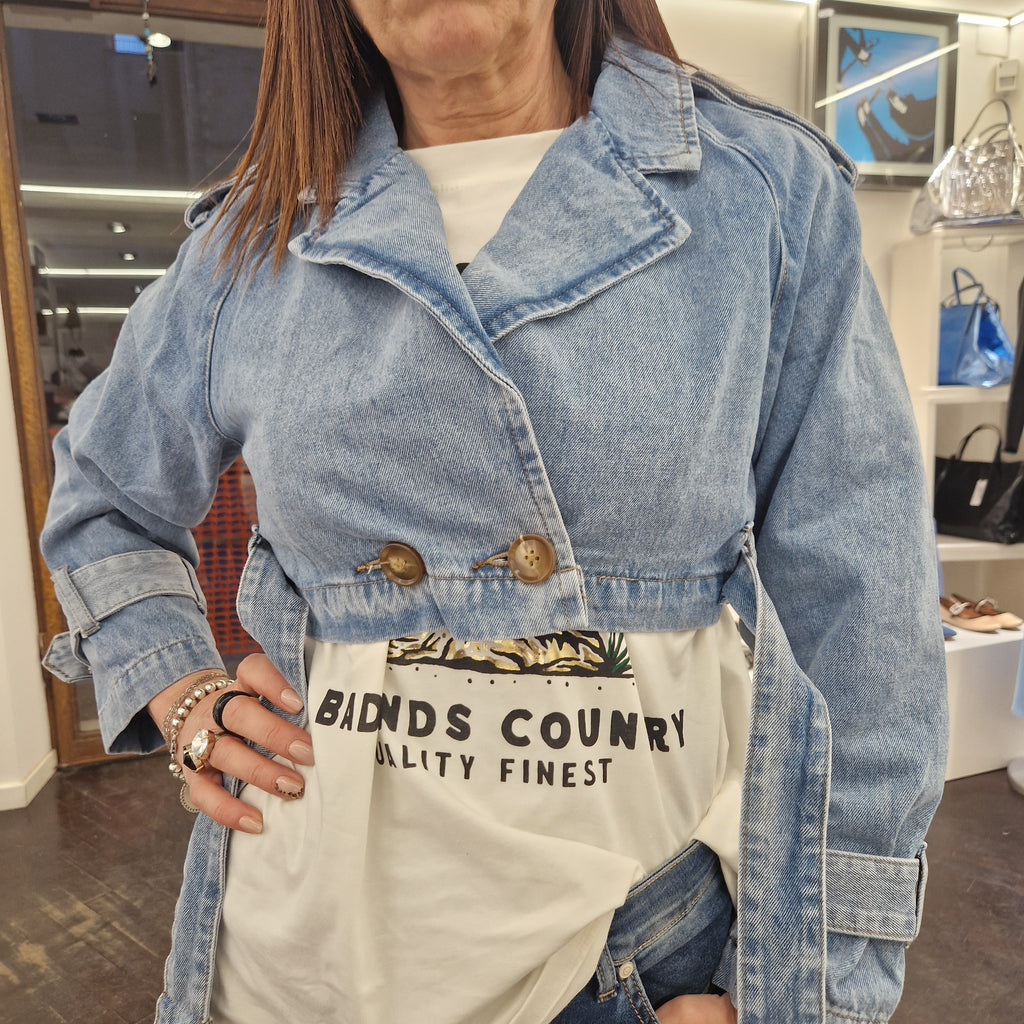 Giacca cropped in jeans