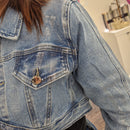 Giacca jeans laminatura argento