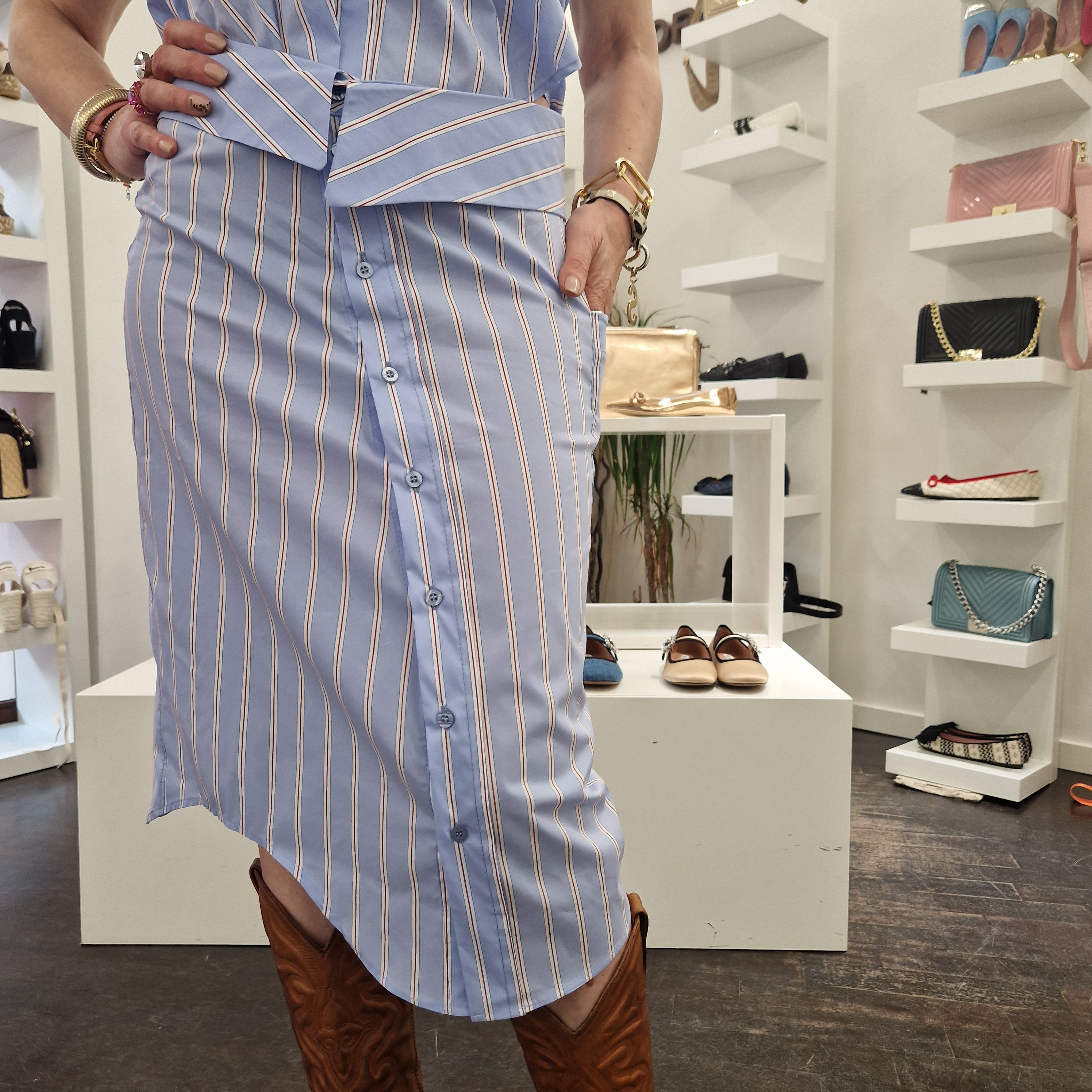 Asymmetrical striped skirt