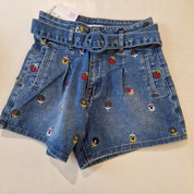 Pantaloncino in jeans con fiori