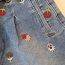 Denim shorts with flowers