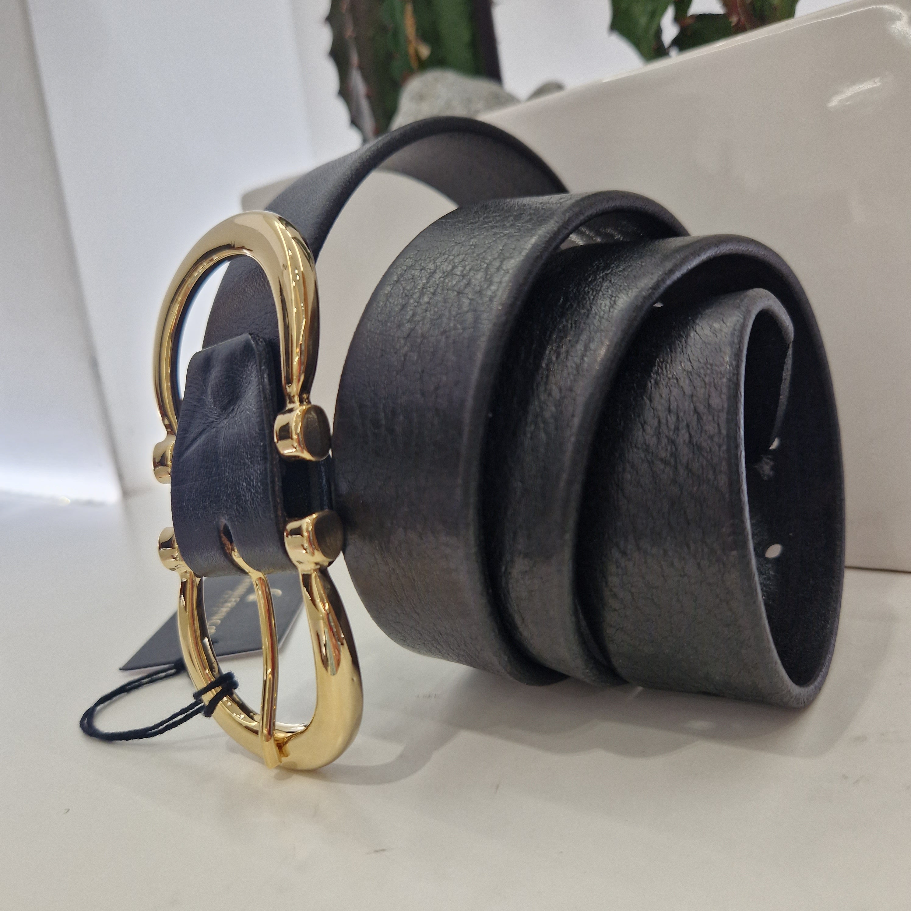 GIANNIFRANCO cintura nera fibbia oro 03