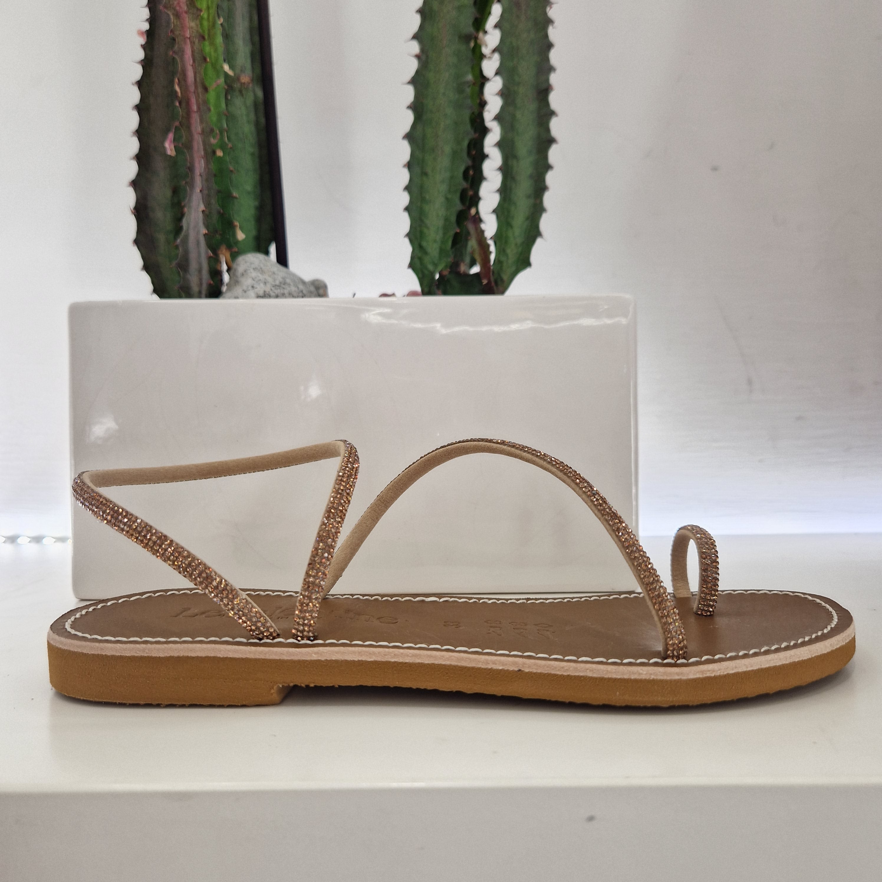 Le Salentine bronze rhinestone flip-flop sandal