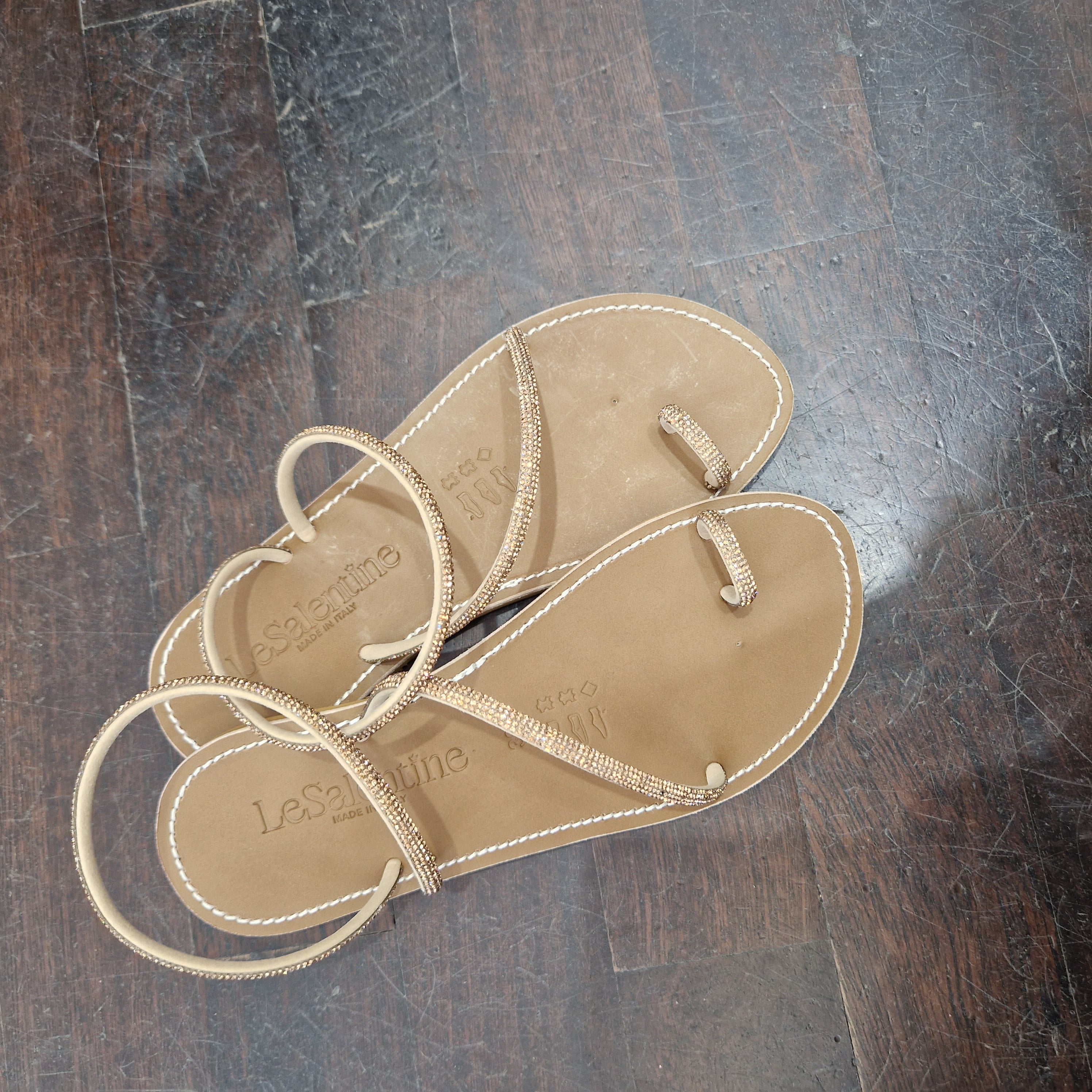 Le Salentine bronze rhinestone flip-flop sandal