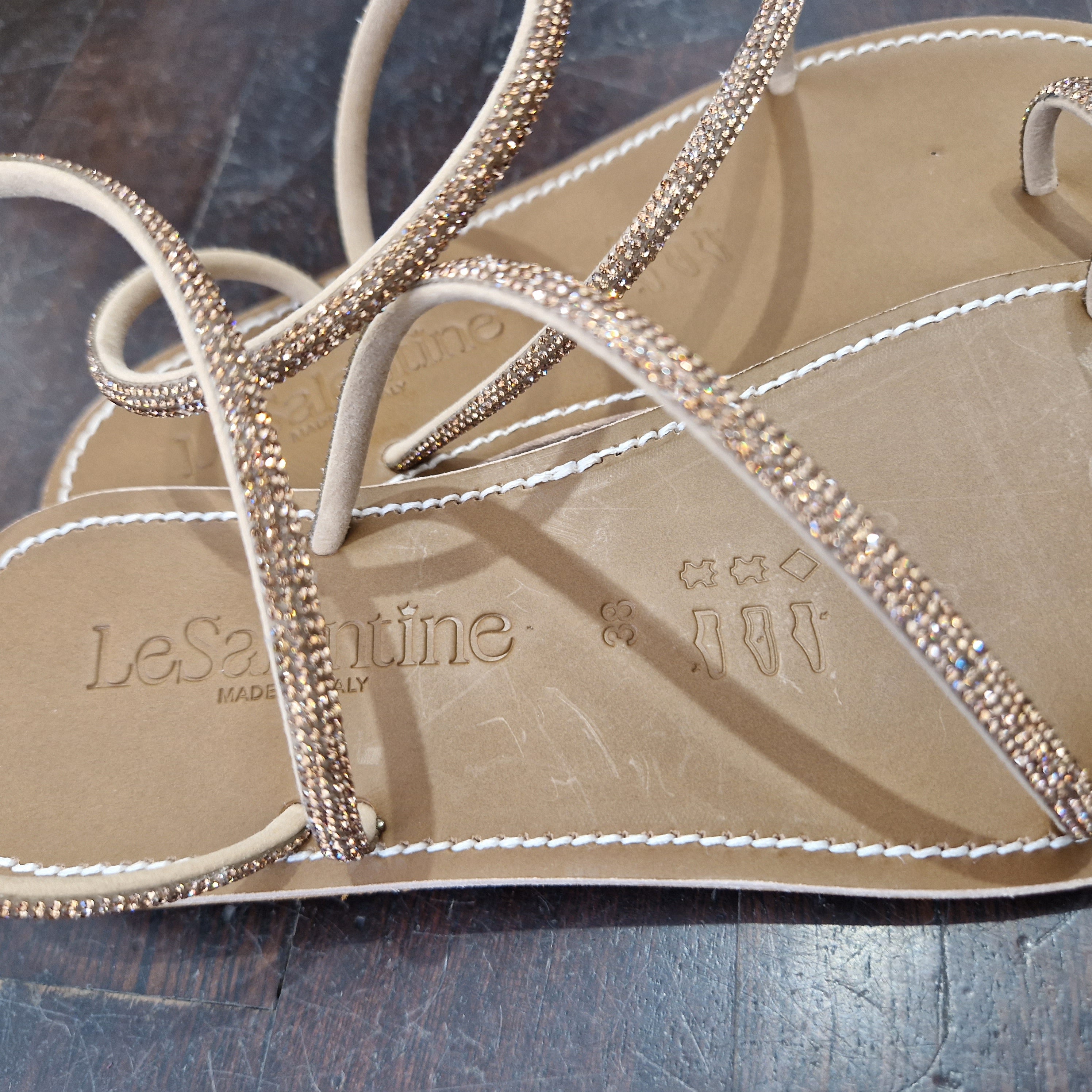 Le Salentine sandalo infradito STRASS ORO
