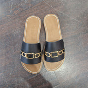 Le Salentine ciabatta nera accessorio oro