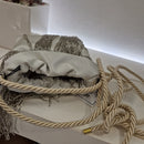 N.D.B. borsa in raso con perline in tinta