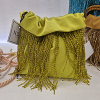 N.D.B. borsa in raso con perline in tinta