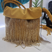 N.D.B. borsa in raso con perline in tinta
