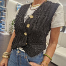 Gilet nero  bottoni oro
