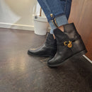 Via Roma 15 black ankle boot with height increase