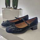 Bibilou ballerina flat black patent leather square toe